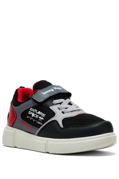 Tonny Black Gyermek uniszex fekete piros kényelmes tépőzáras cipő