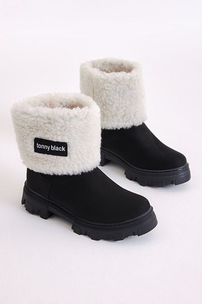 Tonny Black Schwarze, mit Wildleder gefütterte Mädchenstiefel
