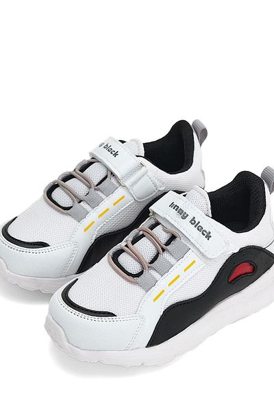 Tonny Black Încălțăminte pentru copii unisex, albă, cu talpă Faylon, cu velcro