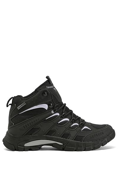 Tonny Black Unisex Schwarz Hellgrau Bequeme, wasserabweisende Unisex-Schnürstiefel
