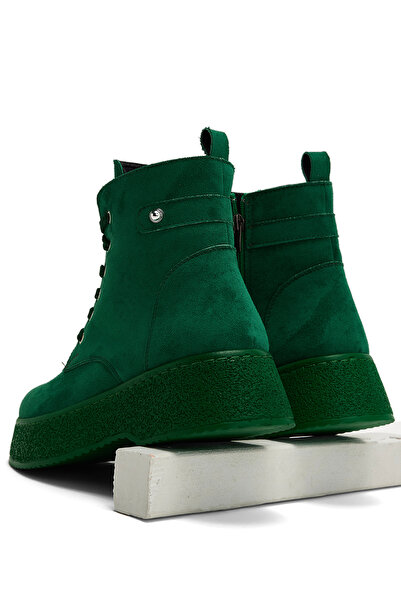 Tonny Black Γυναικείες γυναικείες μπότες με άνετη εφαρμογή πράσινου σουέτ με κορδόνια