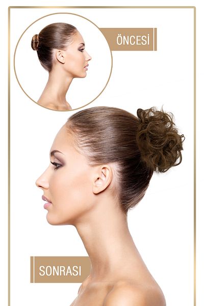 KONAK PERUK Brown Hair Elastic Bun Buckle