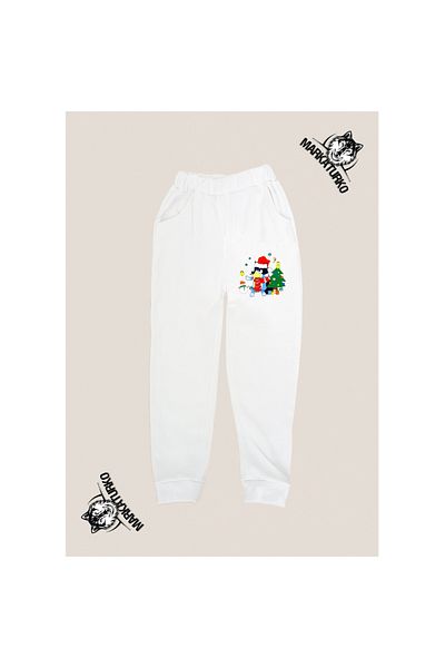 MarkaTurko BLUEY CHRISTMAS εμπριμέ unisex Προσαρμοσμένο σχέδιο Βαμβακερή λευκή παιδική αθλητική φόρμα 2024-71E