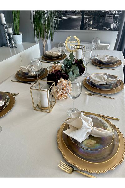 Decamor home 6-Piece Soft Fabric Napkin Carefree Velvet Textured Ecru Napkin
