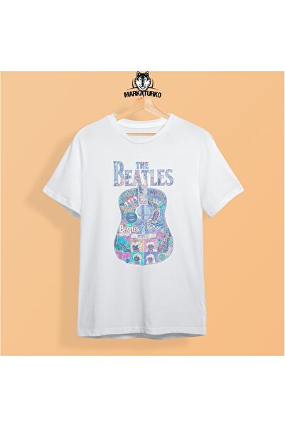 MarkaTurko The Beatles Printed White Special Design Cotton Combed Unisex T-sh...