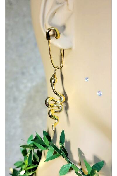 WONDER TOUCH Şahsu Küpesi,unisex Maran Tılsımlı Yılan Küpe,özel Tasarım,24k A...
