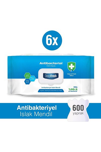 Deep Fresh Antibacterial Wet Wipes 6 x 100 Sheets