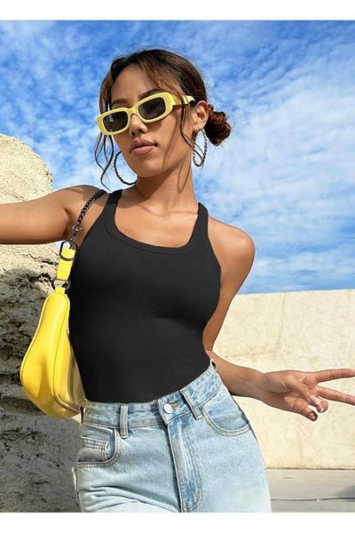 Actiwear Ribbed Flexible Halter Neck Women's Knitted Tank Top