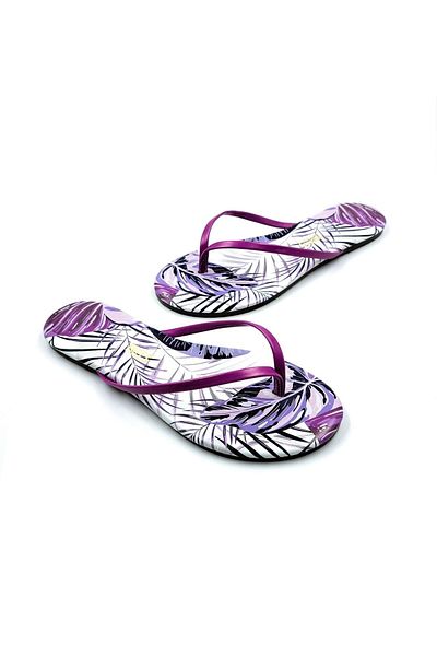 Tkees Classic Women's Floral Patterned Purple Flip Flops
