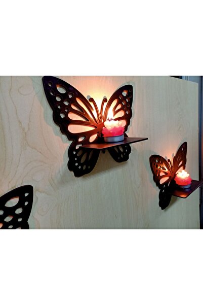 DEKOR TRENİ Dekoratif Kelebek Duvar Rafı 3'lü Set DT KELEBEK-RAF
