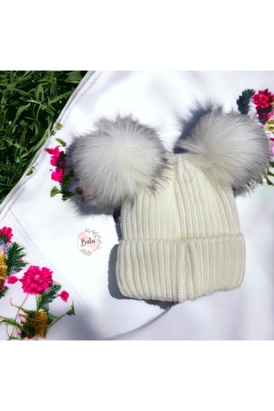BATU GİYİM WOMEN'S BEANIE WITH DOUBLE POMPOMS
