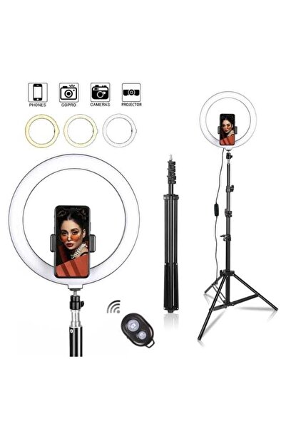 PİNK İTHALAT Kumandalı 10"inç Ring Light +Yaylı Uyumlu Telefon Tutacağı 2.10 mt