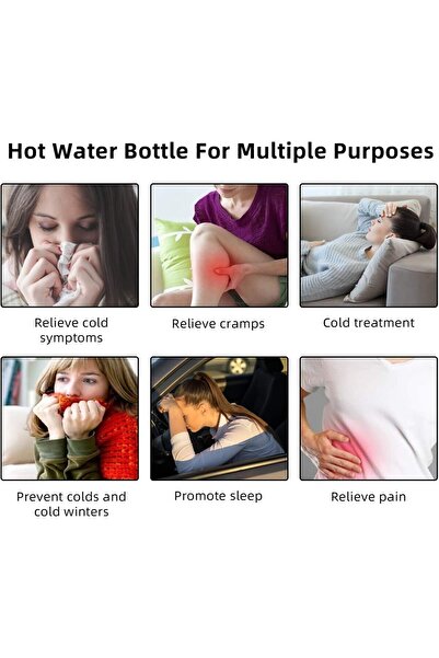 Janissary Peluş Kılıflı Çıkarılabilir Sıcak Su Torbası Yumuşak Kılıflı Yıkanabilir 2 Lt