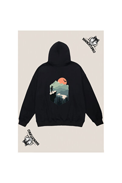 MarkaTurko NATURE custom design back printed Black Hooded unisex Sweatshirt 101