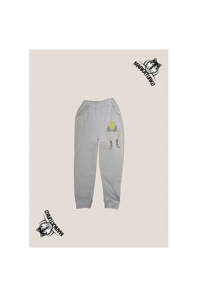 MarkaTurko SHREK εμπριμέ unisex Προσαρμοσμένο Σχέδιο Βαμβακερή γκρι παιδική φόρμα 506-51G