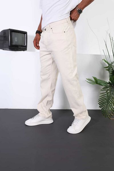 NO61 MAN Baggy Comfortable Fit Beige Color Jeans