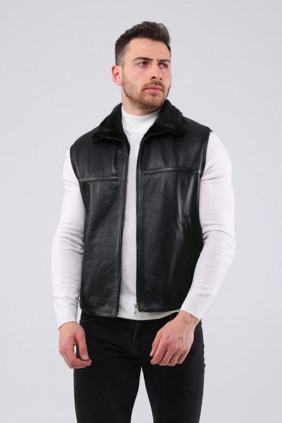 CE-YIL DERİ ÜRÜNLERİ Men's Genuine Leather Fur Vest