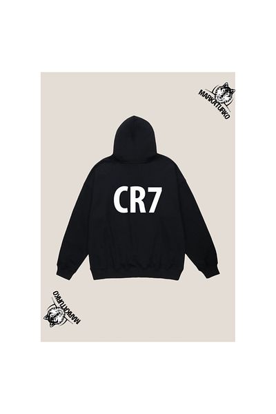 MarkaTurko CR7 custom design back printed Black Hooded unisex Sweatshirt 1000