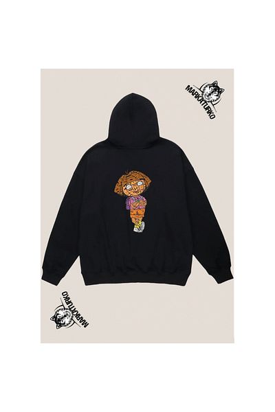 MarkaTurko DORA custom design back printed Black Hooded unisex Sweatshirt 5000X