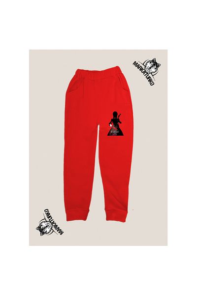 MarkaTurko WEDNESDAY printed unisex Custom Design Cotton red kids tracksuit 333-1k
