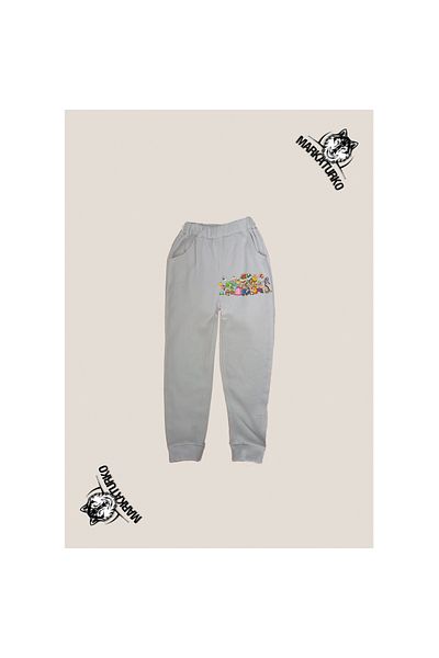MarkaTurko Mario Printed Unisex Special Design Βαμβακερή Γκρι Παιδική φόρμα 2405-85g