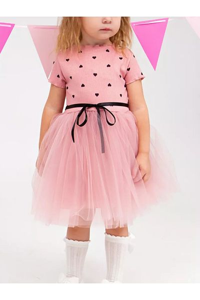 nc gift Rochie tutu prințesă cu inimă flexibilă din tul pufos din lycra imprimată