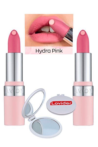 AVON Hydramatic Mat Ruj Pink 2'li + Lovider Cep Aynası Hediye