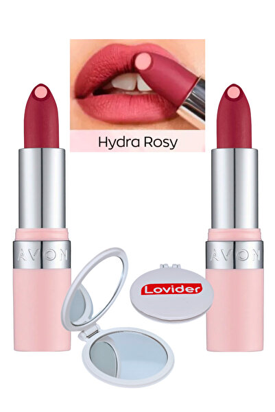 AVON Hydramatic Mat Ruj Rosy 2'li + Lovider Cep Aynası Hediye