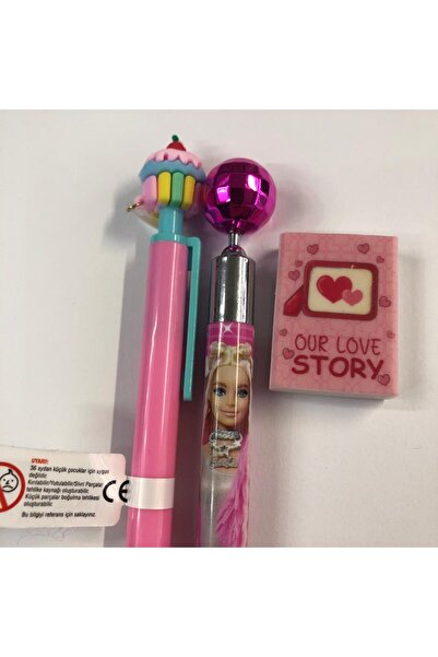 Barbie Lisanslı Barbie 3'lü Kırtasiye Seti, Barbıe Kalem Seti, Cupcake Kalem