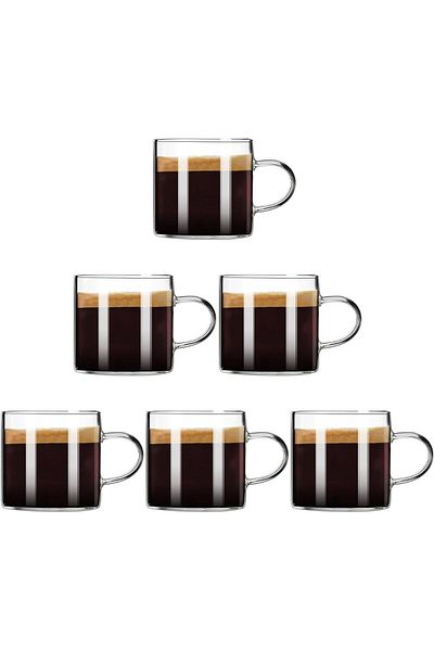 Yenigeldi 6 Pieces Colorful Handle Espresso Cup Heat Resistant Borosilicate Cup with Handle Coffee Tea (130ml)