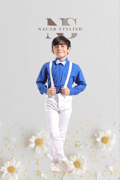 Nacar Boy's April 23 Show Costume Pants Long Sleeve Shirt Bow Tie Set White Suit 024