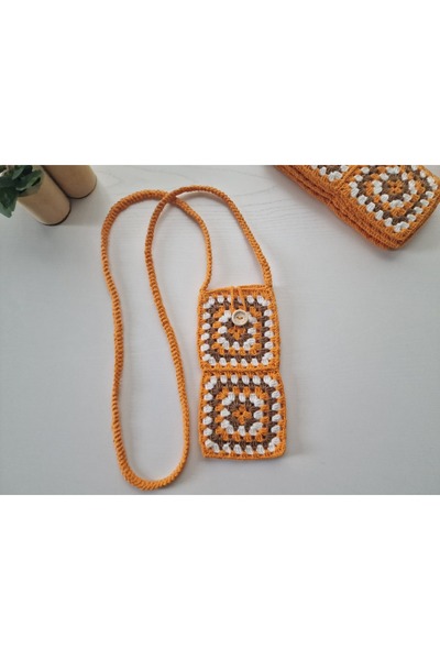 Butik El Örgüsü Motifli Telefon Çantası