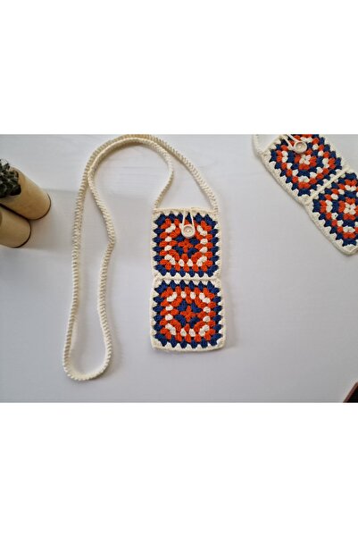 Butik El Örgüsü Motifli Telefon Çantası