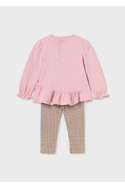 MAYORAL Baby Girl Houndstooth Tights with Teddy Bear Figure Double Set Powder L24K2771