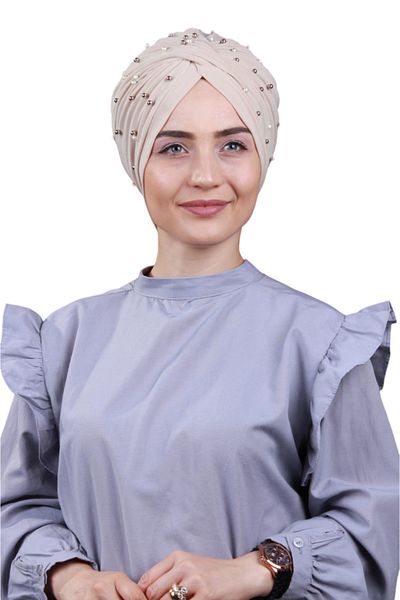 Melodi Scarf Women's Hijab with Pearls and Stones Vera Outer Bonnet Stone Color