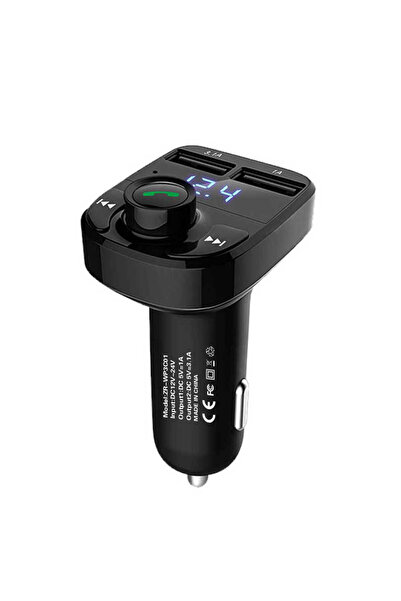 Canpay Araba Araç İçi LED Göstergeli Kablosuz Bluetooth Ses Aktarım ve Çakmaklık USB Şarj Adaptörü Başlığı