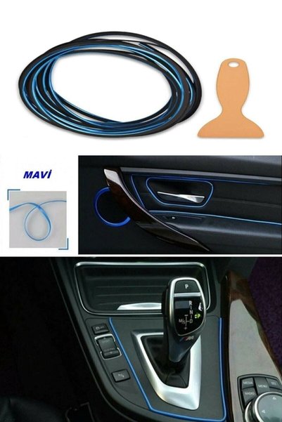 Otonokta Trim Corded New Car Interior Rope Strip Herringbone Nickel Plated 5 Meters Chrome Blue