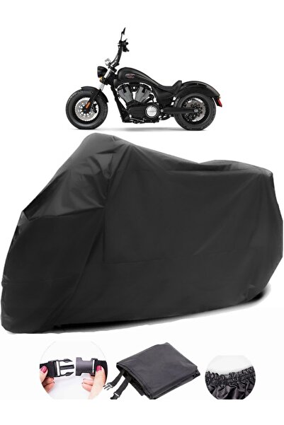 AutoZEL قماش مشمع مقاوم للماء باللون الأسود للدراجات النارية من فيكتوري
