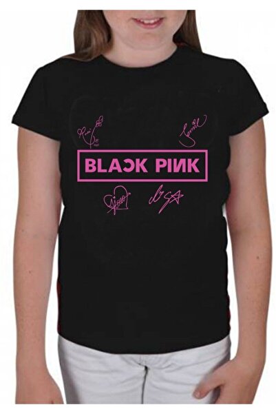 GC GÖKHAN CLUB Μαύρο παιδικό μπλουζάκι Unisex με στάμπα Blackpink Signature
