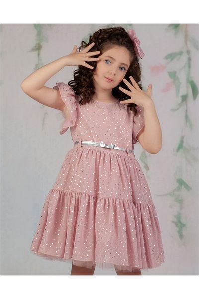 DIDuStore Set de rochii și accesorii pentru fetiță din țesătură din tul cu model