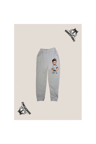 MarkaTurko Messi Printed Unisex Special Design Βαμβακερή Γκρι Παιδική φόρμα 2405-115g