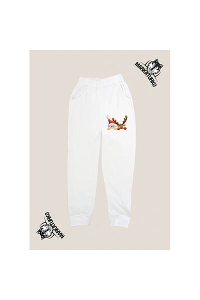 MarkaTurko Santa Claus Printed Unisex Special Design Βαμβακερή Λευκή Παιδική Φόρμα 2024-63e