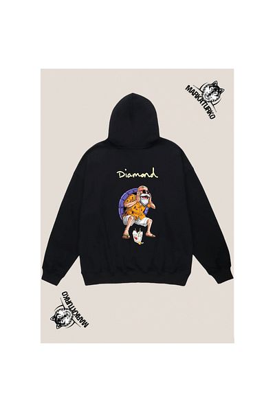 MarkaTurko DIAMOND AGED DAY custom design back printed Black Hooded unisex Sweatshirt 105