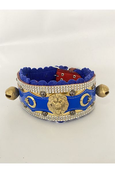 Sürmeli Tasma 1. ClaSS Durable Lion Head Kangal Dog Collar with 2 BellS