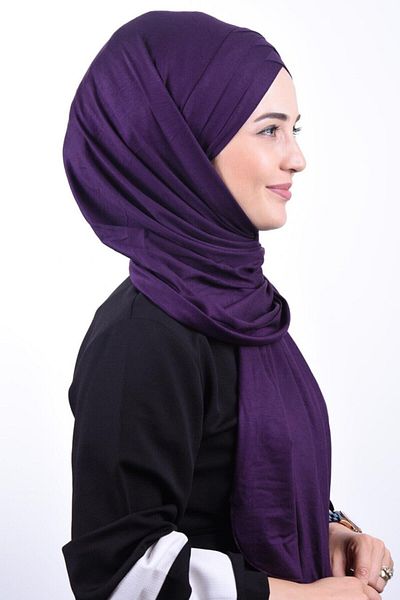 Nowa Scarf Women's Purple Combed Cotton 3-Stripes Ready Shawl
