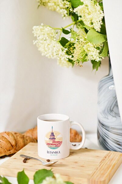 SaltanArt Maiden's Tower Istanbul Themed Special Design Porcelain Mug