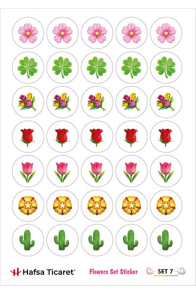 Hafsa Ticaret Thank You Label Sticker (70 Pieces) Flowers Theme