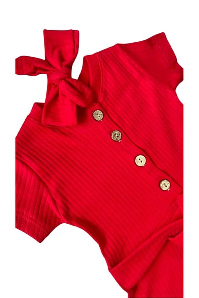 MBK GARDEN 1-2-3 Years Old Belted Summer Shorts Jumpsuit with Ribbon Accessories
