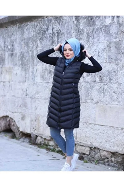 tugg butik Women's Long Fur Hooded Vest