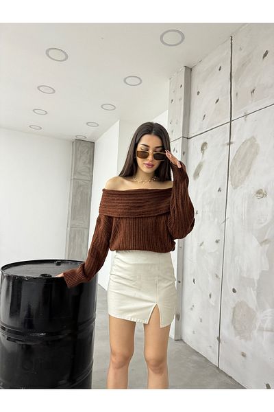 BİKELİFE Schulterfreier Pullover mit Madonna-Kragen für Damen